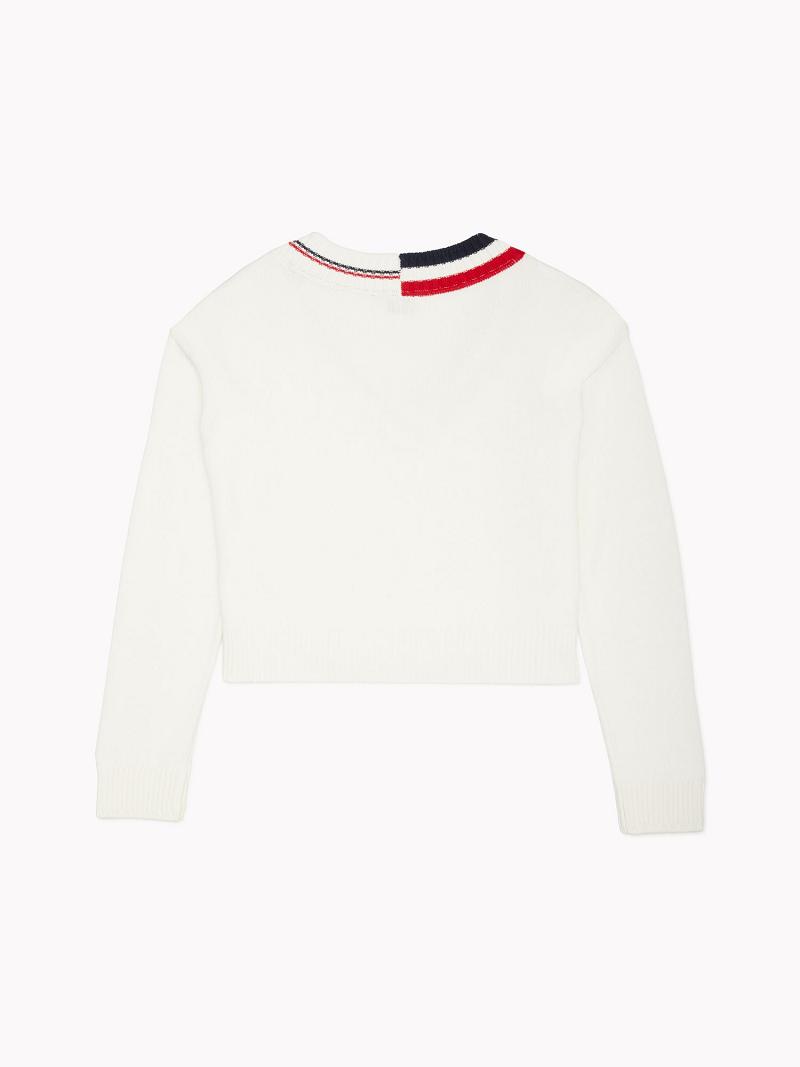 Női Tommy Hilfiger Essential Varsity Pulóverek Fehér | HU 353BEX